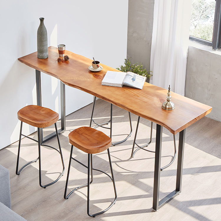 Ensemble de Table de pub rectangulaire industrielle, comptoir en bois avec tabourets hauts, 1/2/4/5 pièces