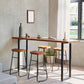 Ensemble de Table de pub rectangulaire industrielle, comptoir en bois avec tabourets hauts, 1/2/4/5 pièces