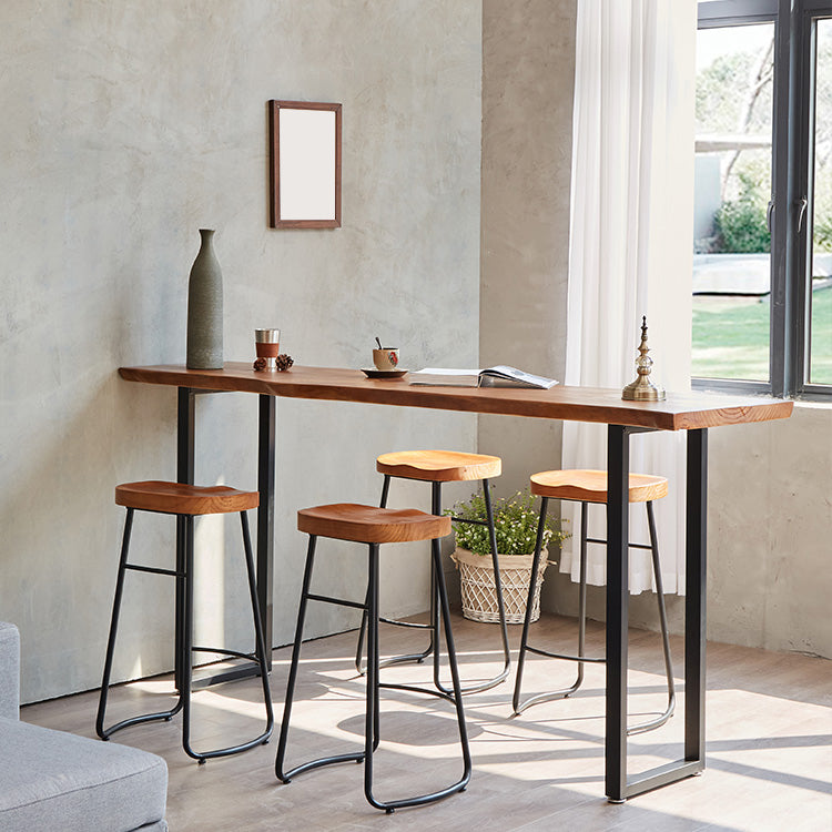 Ensemble de Table de pub rectangulaire industrielle, comptoir en bois avec tabourets hauts, 1/2/4/5 pièces