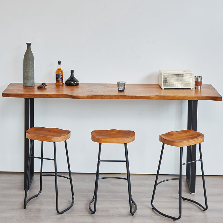 Ensemble de Table de pub rectangulaire industrielle, comptoir en bois avec tabourets hauts, 1/2/4/5 pièces