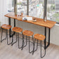 Ensemble de Table de pub rectangulaire industrielle, comptoir en bois avec tabourets hauts, 1/2/4/5 pièces