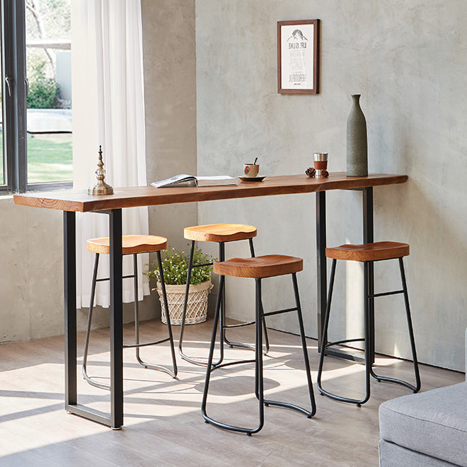 Ensemble de Table de pub rectangulaire industrielle, comptoir en bois avec tabourets hauts, 1/2/4/5 pièces