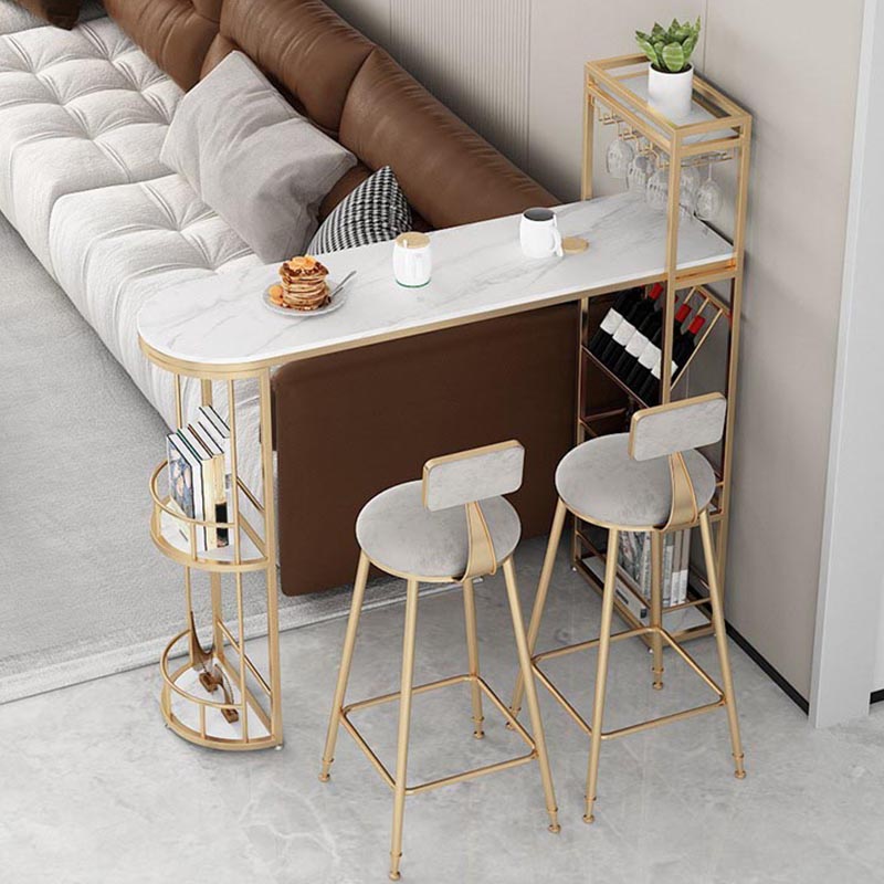 Tavolo da bar per cocktail bar in pietra per interno moderno tavolo da bar a doppio piedistallo