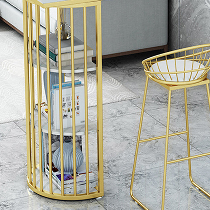 Stone Bar Dining Table Glam Style Rectangle Bar Table with Double Pedestal for Dining Room Clearhalo 'Bar Furniture' 'Bar Tables' 'bar_tables' 'furn' 'furn_bar_tables' 'Furniture' 'Kitchen & Dining Furniture' 5240223