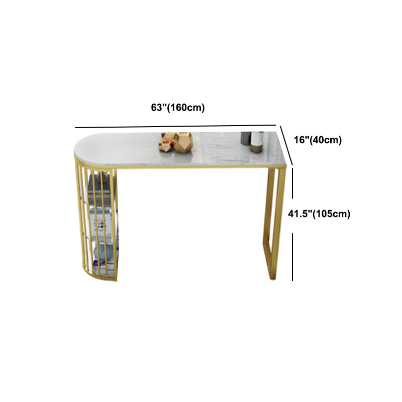 Stone Bar Dining Table Glam Style Rectangle Bar Table with Double Pedestal for Dining Room Clearhalo 'Bar Furniture' 'Bar Tables' 'bar_tables' 'furn' 'furn_bar_tables' 'Furniture' 'Kitchen & Dining Furniture' 5240229