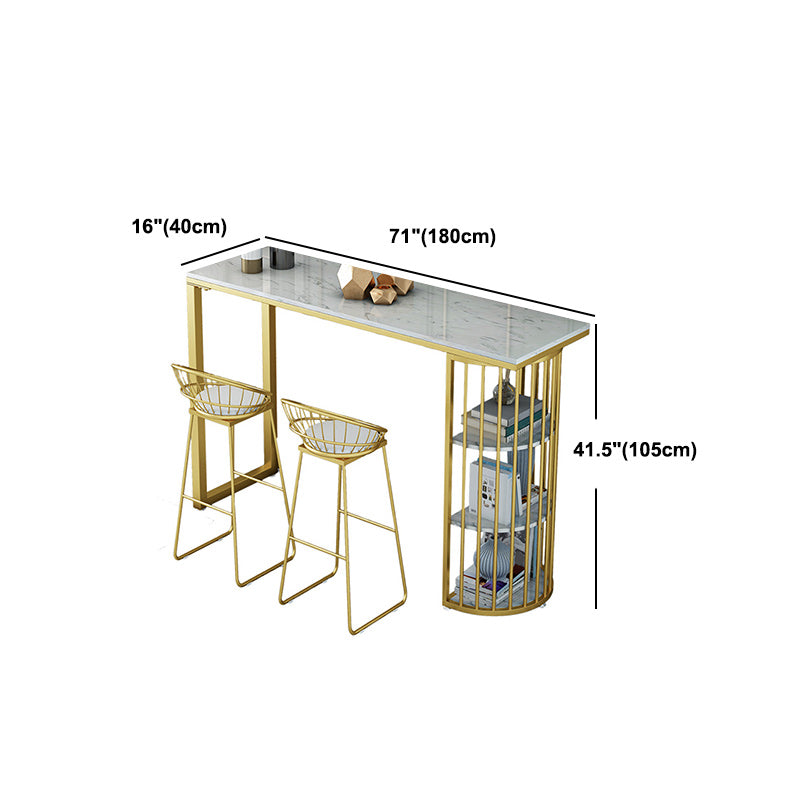Stone Bar Dining Table Glam Style Rectangle Bar Table with Double Pedestal for Dining Room Clearhalo 'Bar Furniture' 'Bar Tables' 'bar_tables' 'furn' 'furn_bar_tables' 'Furniture' 'Kitchen & Dining Furniture' 5240232
