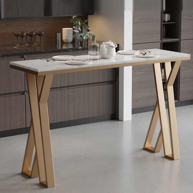 Bar-Esstisch aus Stein, moderner rechteckiger Bartisch mit 4-beinigem Sockel für das Esszimmer