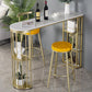 Stone Bar Dining Table Glam Bar Table with Double Pedestal for Living Room