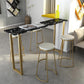 Glam Style Rectangle Stone Bar Tableau de 42 pouces Hauteur Gold Sled Piedstal Bistro Table