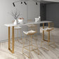 Glam Style Rectangle Stone Bar Tableau de 42 pouces Hauteur Gold Sled Piedstal Bistro Table