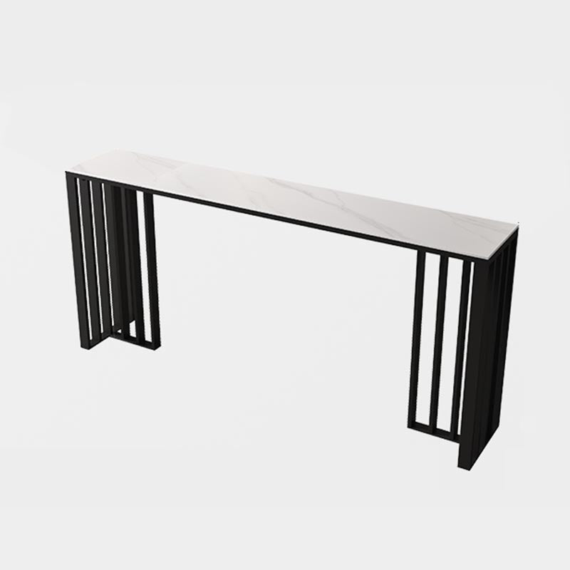 Industrial Style Stone Top Bar Table Steel Pedestal Bistro Table White Without Chairs Clearhalo 'Bar Furniture' 'Bar Tables' 'bar_tables' 'furn' 'furn_bar_tables' 'Furniture' 'Kitchen & Dining Furniture' 5240388