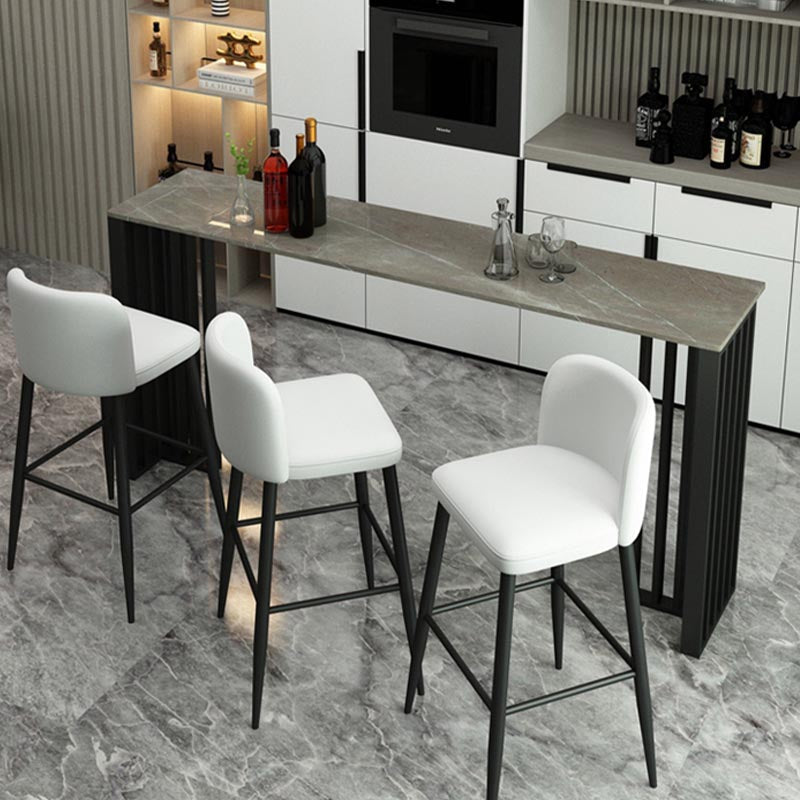 Industrial Style Stone Top Bar Table Steel Pedestal Bistro Table Clearhalo 'Bar Furniture' 'Bar Tables' 'bar_tables' 'furn' 'furn_bar_tables' 'Furniture' 'Kitchen & Dining Furniture' 5240398