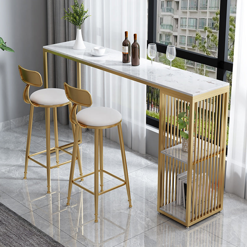 Table à manger en pierre de bar à glamons Glam Table de bar avec double piédestal pour porche de cuisine