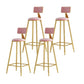 Nordic Style Bar-stool Round Counter Bar Stool with Metal Legs for Kitchen Pink 4 Piece Set Clearhalo 'Bar Furniture' 'Bar Stools' 'bar_stools' 'furn' 'furn_bar_stools' 'Furniture' 'Kitchen & Dining Furniture' 5240624