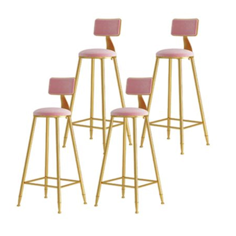 Nordic Style Bar-stool Round Counter Bar Stool with Metal Legs for Kitchen Pink 4 Piece Set Clearhalo 'Bar Furniture' 'Bar Stools' 'bar_stools' 'furn' 'furn_bar_stools' 'Furniture' 'Kitchen & Dining Furniture' 5240624