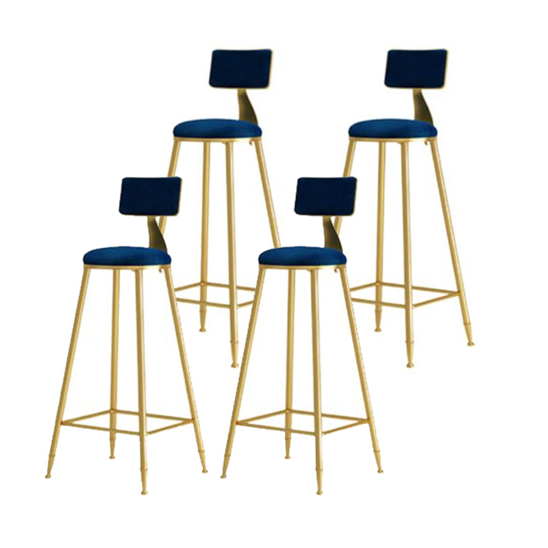 Nordic Style Bar-stool Round Counter Bar Stool with Metal Legs for Kitchen Blue 4 Piece Set Clearhalo 'Bar Furniture' 'Bar Stools' 'bar_stools' 'furn' 'furn_bar_stools' 'Furniture' 'Kitchen & Dining Furniture' 5240626