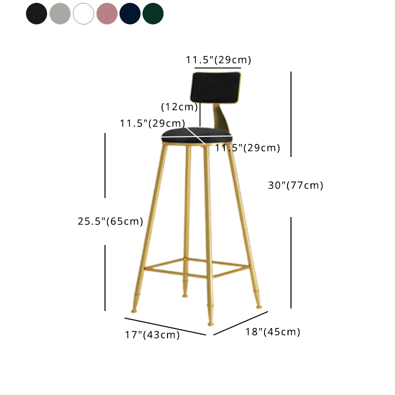 Nordic Style Bar-stool Round Counter Bar Stool with Metal Legs for Kitchen Clearhalo 'Bar Furniture' 'Bar Stools' 'bar_stools' 'furn' 'furn_bar_stools' 'Furniture' 'Kitchen & Dining Furniture' 5240633