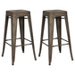 Industrial Style Bar-stool Metal Counter Bar Stool for Kitchen Brown 2 Piece Set Clearhalo 'Bar Furniture' 'Bar Stools' 'bar_stools' 'furn' 'furn_bar_stools' 'Furniture' 'Kitchen & Dining Furniture' 5240638