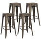 Industrial Style Bar-stool Metal Counter Bar Stool for Kitchen Brown 4 Piece Set Clearhalo 'Bar Furniture' 'Bar Stools' 'bar_stools' 'furn' 'furn_bar_stools' 'Furniture' 'Kitchen & Dining Furniture' 5240640