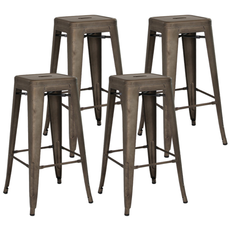 Industrial Style Bar-stool Metal Counter Bar Stool for Kitchen Brown 4 Piece Set Clearhalo 'Bar Furniture' 'Bar Stools' 'bar_stools' 'furn' 'furn_bar_stools' 'Furniture' 'Kitchen & Dining Furniture' 5240640