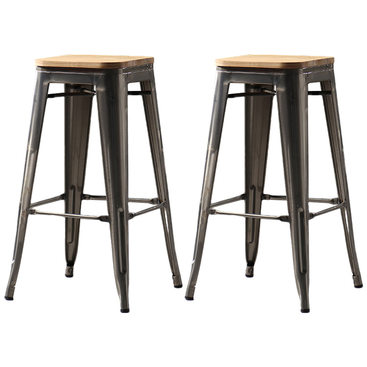 Industrial Style Bar-stool Metal Counter Bar Stool for Kitchen Dark Brown 2 Piece Set Clearhalo 'Bar Furniture' 'Bar Stools' 'bar_stools' 'furn' 'furn_bar_stools' 'Furniture' 'Kitchen & Dining Furniture' 5240644