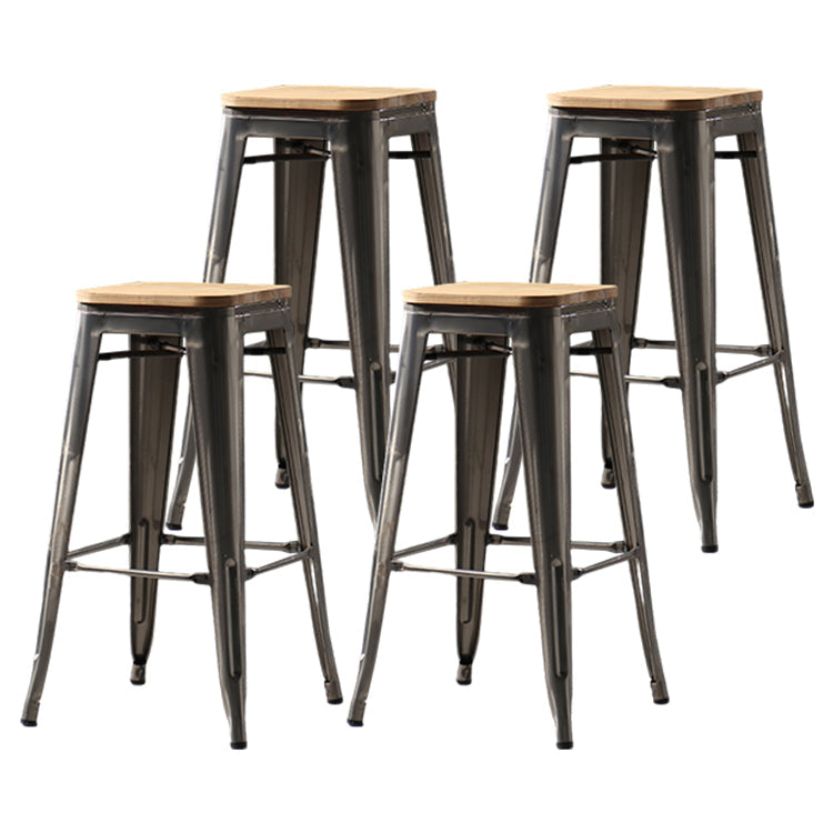 Industrial Style Bar-stool Metal Counter Bar Stool for Kitchen Dark Brown 4 Piece Set Clearhalo 'Bar Furniture' 'Bar Stools' 'bar_stools' 'furn' 'furn_bar_stools' 'Furniture' 'Kitchen & Dining Furniture' 5240646