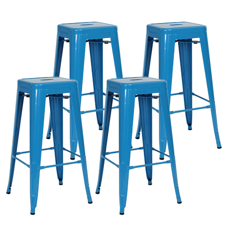 Industrial Style Bar-stool Metal Counter Bar Stool for Kitchen Dark Blue 4 Piece Set Clearhalo 'Bar Furniture' 'Bar Stools' 'bar_stools' 'furn' 'furn_bar_stools' 'Furniture' 'Kitchen & Dining Furniture' 5240653