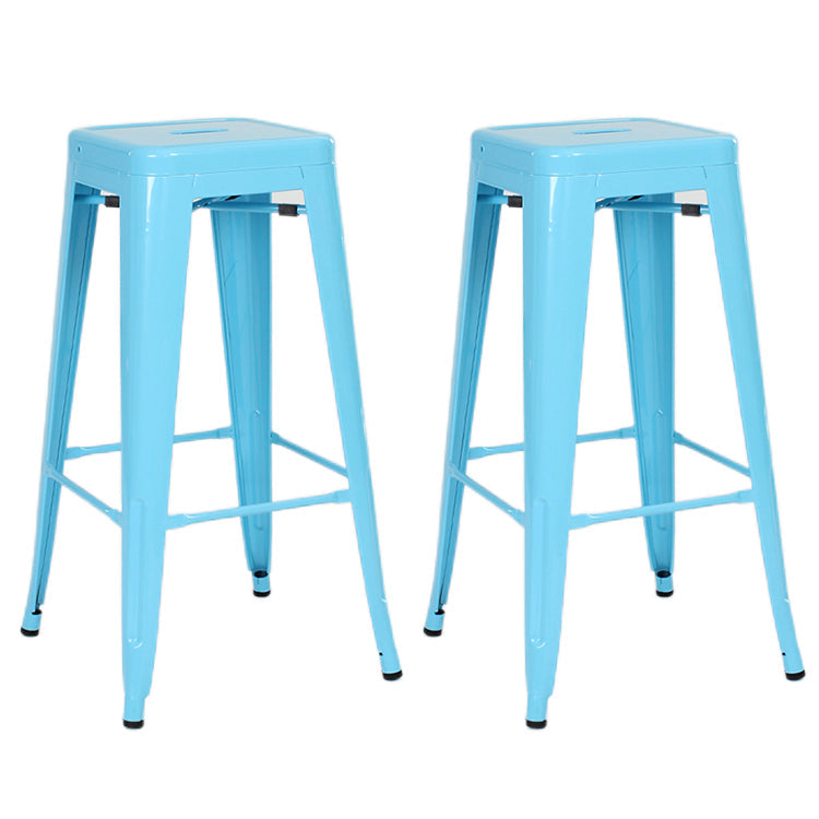 Industrial Style Bar-stool Metal Counter Bar Stool for Kitchen Light Blue 2 Piece Set Clearhalo 'Bar Furniture' 'Bar Stools' 'bar_stools' 'furn' 'furn_bar_stools' 'Furniture' 'Kitchen & Dining Furniture' 5240655