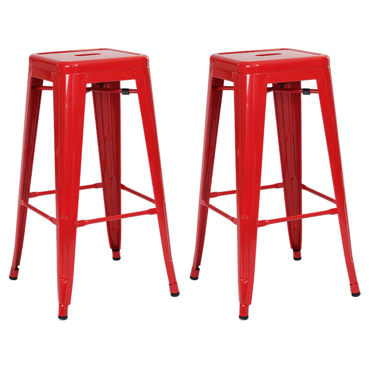 Industrial Style Bar-stool Metal Counter Bar Stool for Kitchen Red 2 Piece Set Clearhalo 'Bar Furniture' 'Bar Stools' 'bar_stools' 'furn' 'furn_bar_stools' 'Furniture' 'Kitchen & Dining Furniture' 5240658
