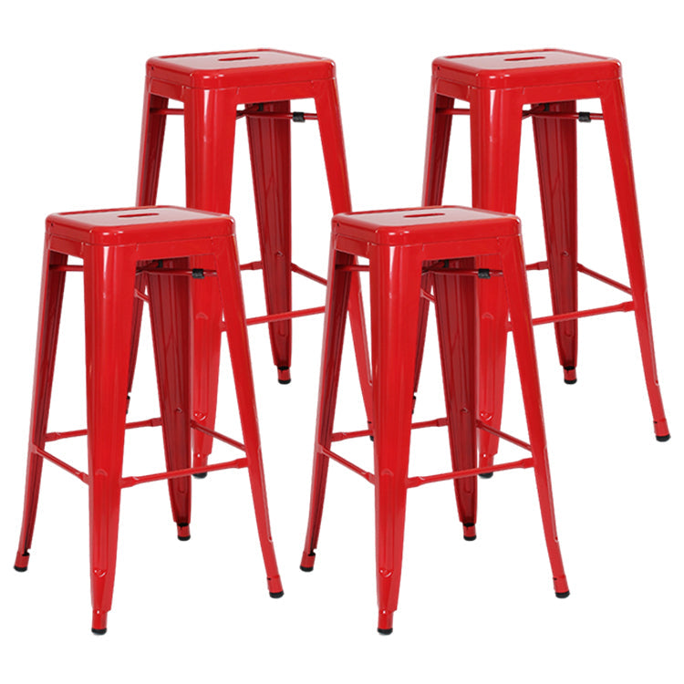 Industrial Style Bar-stool Metal Counter Bar Stool for Kitchen Red 4 Piece Set Clearhalo 'Bar Furniture' 'Bar Stools' 'bar_stools' 'furn' 'furn_bar_stools' 'Furniture' 'Kitchen & Dining Furniture' 5240659