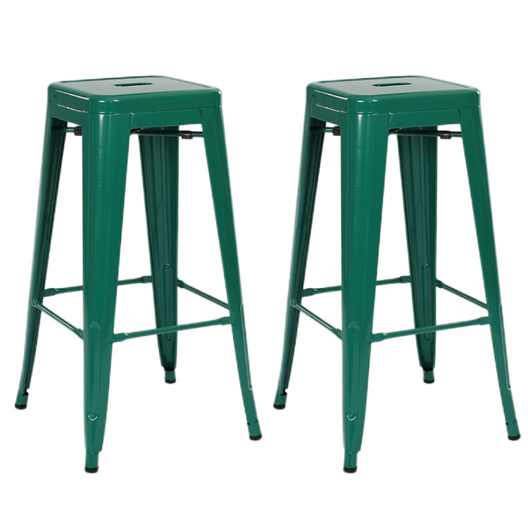 Industrial Style Bar-stool Metal Counter Bar Stool for Kitchen Blackish Green 2 Piece Set Clearhalo 'Bar Furniture' 'Bar Stools' 'bar_stools' 'furn' 'furn_bar_stools' 'Furniture' 'Kitchen & Dining Furniture' 5240661