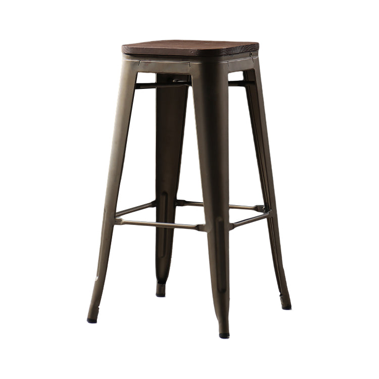 Industrial Style Bar-stool Metal Counter Bar Stool for Kitchen Black-Brown 1 Piece Clearhalo 'Bar Furniture' 'Bar Stools' 'bar_stools' 'furn' 'furn_bar_stools' 'Furniture' 'Kitchen & Dining Furniture' 5240663