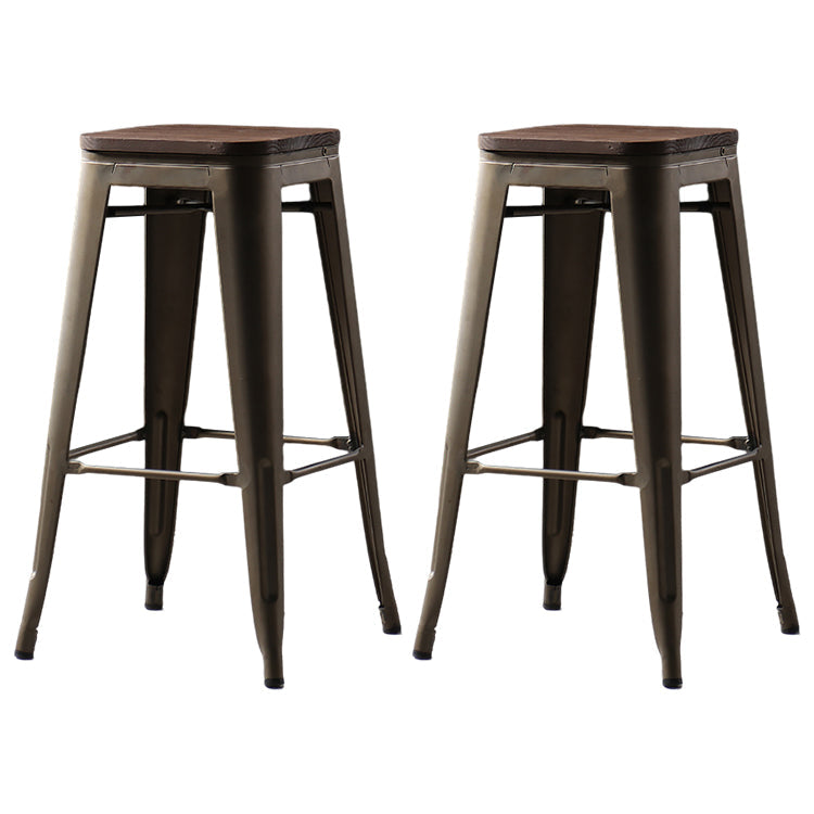 Industrial Style Bar-stool Metal Counter Bar Stool for Kitchen Black-Brown 2 Piece Set Clearhalo 'Bar Furniture' 'Bar Stools' 'bar_stools' 'furn' 'furn_bar_stools' 'Furniture' 'Kitchen & Dining Furniture' 5240664