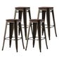 Industrial Style Bar-stool Metal Counter Bar Stool for Kitchen Black-Brown 4 Piece Set Clearhalo 'Bar Furniture' 'Bar Stools' 'bar_stools' 'furn' 'furn_bar_stools' 'Furniture' 'Kitchen & Dining Furniture' 5240665