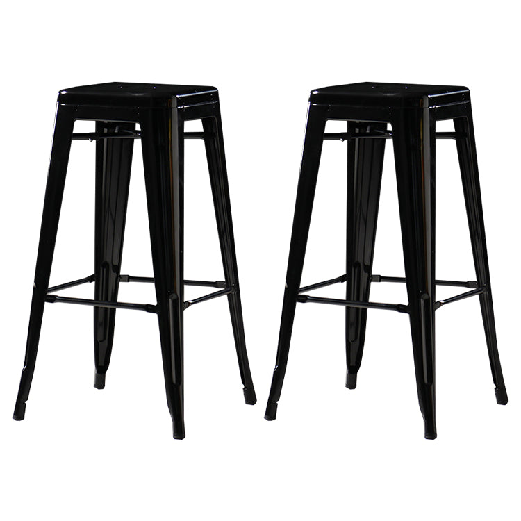 Industrial Style Bar-stool Metal Counter Bar Stool for Kitchen Black 2 Piece Set Clearhalo 'Bar Furniture' 'Bar Stools' 'bar_stools' 'furn' 'furn_bar_stools' 'Furniture' 'Kitchen & Dining Furniture' 5240670