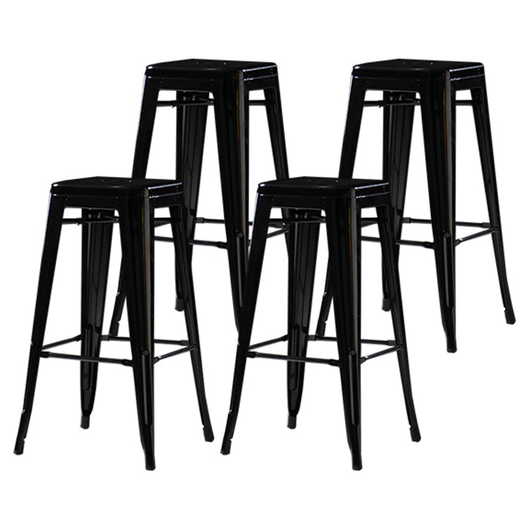 Industrial Style Bar-stool Metal Counter Bar Stool for Kitchen Black 4 Piece Set Clearhalo 'Bar Furniture' 'Bar Stools' 'bar_stools' 'furn' 'furn_bar_stools' 'Furniture' 'Kitchen & Dining Furniture' 5240671