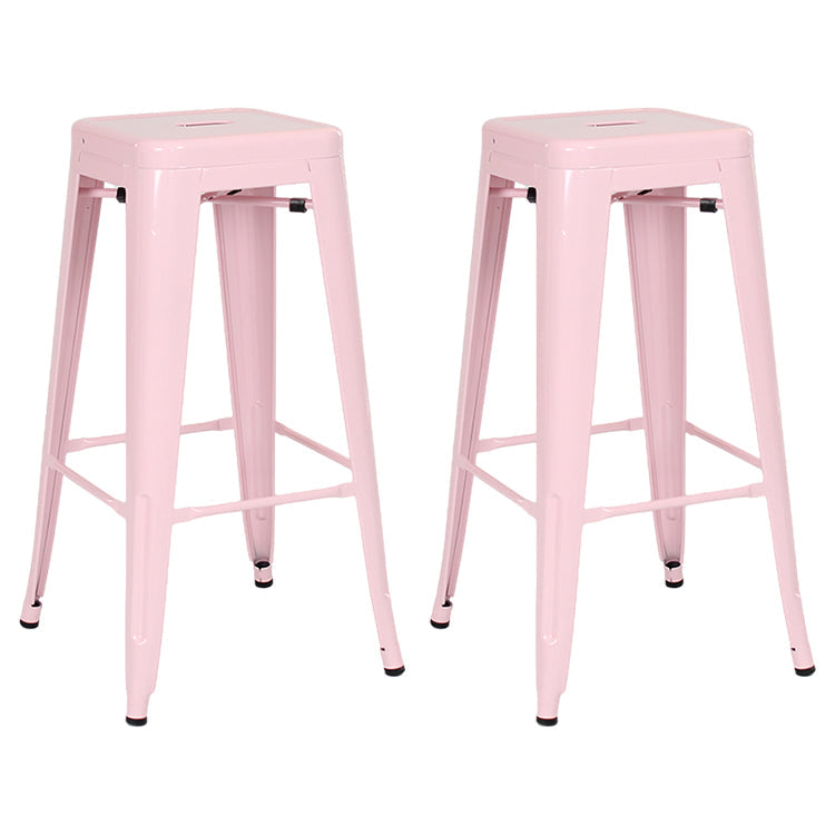 Industrial Style Bar-stool Metal Counter Bar Stool for Kitchen Pink 2 Piece Set Clearhalo 'Bar Furniture' 'Bar Stools' 'bar_stools' 'furn' 'furn_bar_stools' 'Furniture' 'Kitchen & Dining Furniture' 5240673