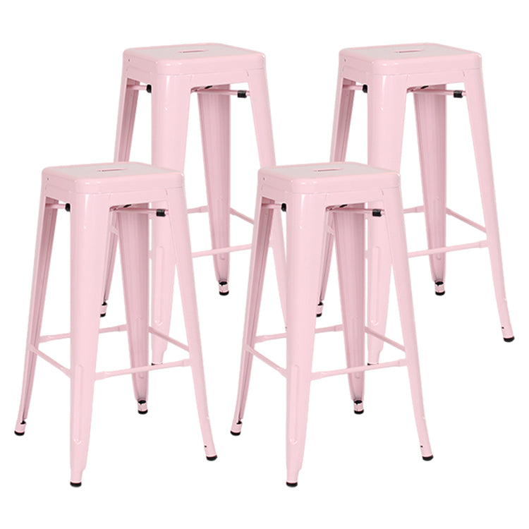 Industrial Style Bar-stool Metal Counter Bar Stool for Kitchen Pink 4 Piece Set Clearhalo 'Bar Furniture' 'Bar Stools' 'bar_stools' 'furn' 'furn_bar_stools' 'Furniture' 'Kitchen & Dining Furniture' 5240674