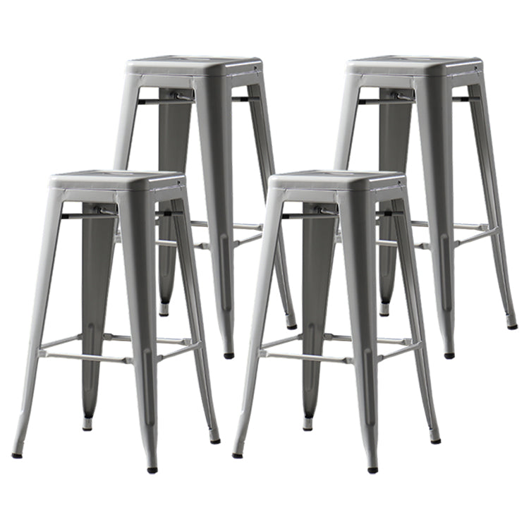 Industrial Style Bar-stool Metal Counter Bar Stool for Kitchen Grey 4 Piece Set Clearhalo 'Bar Furniture' 'Bar Stools' 'bar_stools' 'furn' 'furn_bar_stools' 'Furniture' 'Kitchen & Dining Furniture' 5240677
