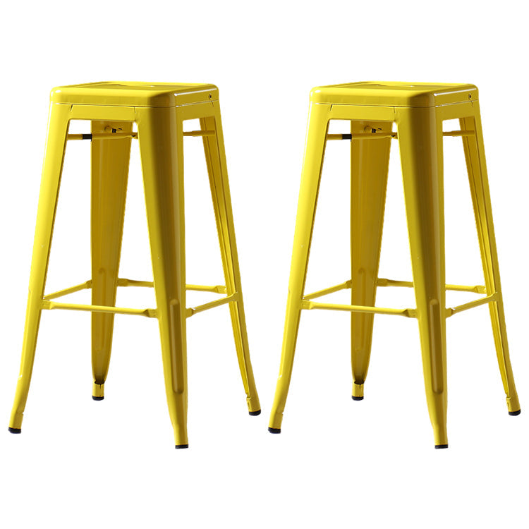 Industrial Style Bar-stool Metal Counter Bar Stool for Kitchen Yellow 2 Piece Set Clearhalo 'Bar Furniture' 'Bar Stools' 'bar_stools' 'furn' 'furn_bar_stools' 'Furniture' 'Kitchen & Dining Furniture' 5240679