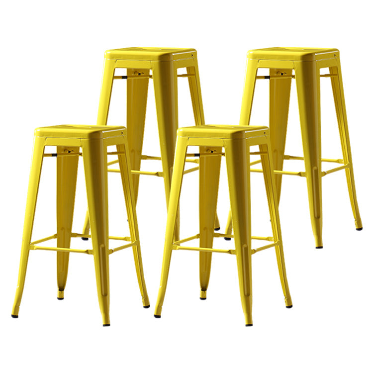 Industrial Style Bar-stool Metal Counter Bar Stool for Kitchen Yellow 4 Piece Set Clearhalo 'Bar Furniture' 'Bar Stools' 'bar_stools' 'furn' 'furn_bar_stools' 'Furniture' 'Kitchen & Dining Furniture' 5240680