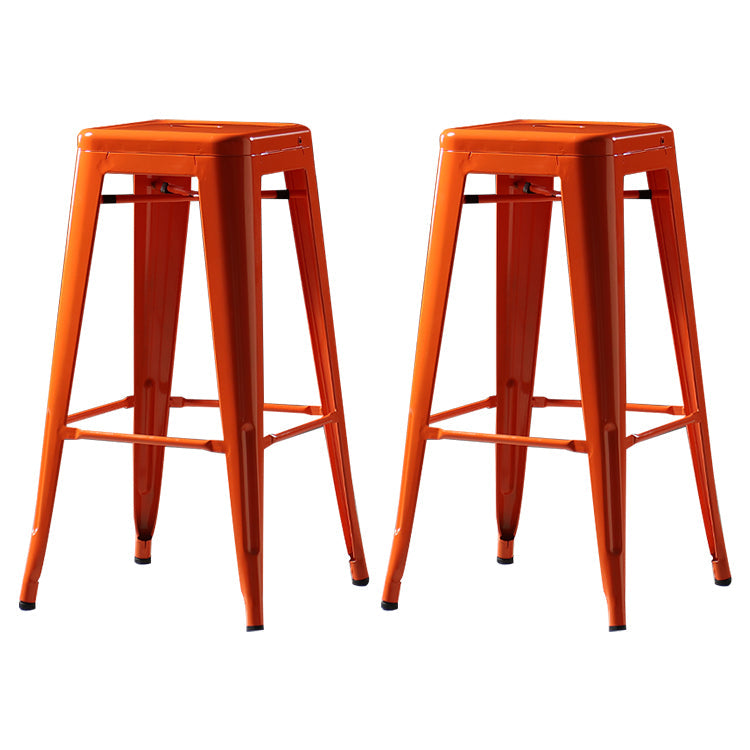 Industrial Style Bar-stool Metal Counter Bar Stool for Kitchen Orange 2 Piece Set Clearhalo 'Bar Furniture' 'Bar Stools' 'bar_stools' 'furn' 'furn_bar_stools' 'Furniture' 'Kitchen & Dining Furniture' 5240682
