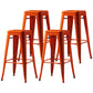 Industrial Style Bar-stool Metal Counter Bar Stool for Kitchen Orange 4 Piece Set Clearhalo 'Bar Furniture' 'Bar Stools' 'bar_stools' 'furn' 'furn_bar_stools' 'Furniture' 'Kitchen & Dining Furniture' 5240683
