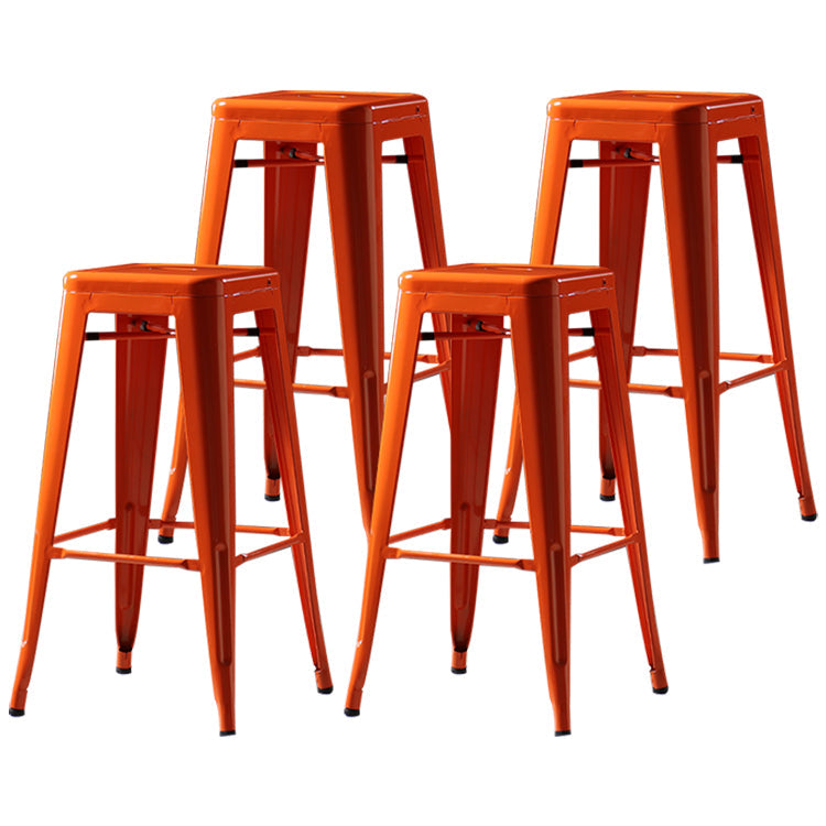 Industrial Style Bar-stool Metal Counter Bar Stool for Kitchen Orange 4 Piece Set Clearhalo 'Bar Furniture' 'Bar Stools' 'bar_stools' 'furn' 'furn_bar_stools' 'Furniture' 'Kitchen & Dining Furniture' 5240683