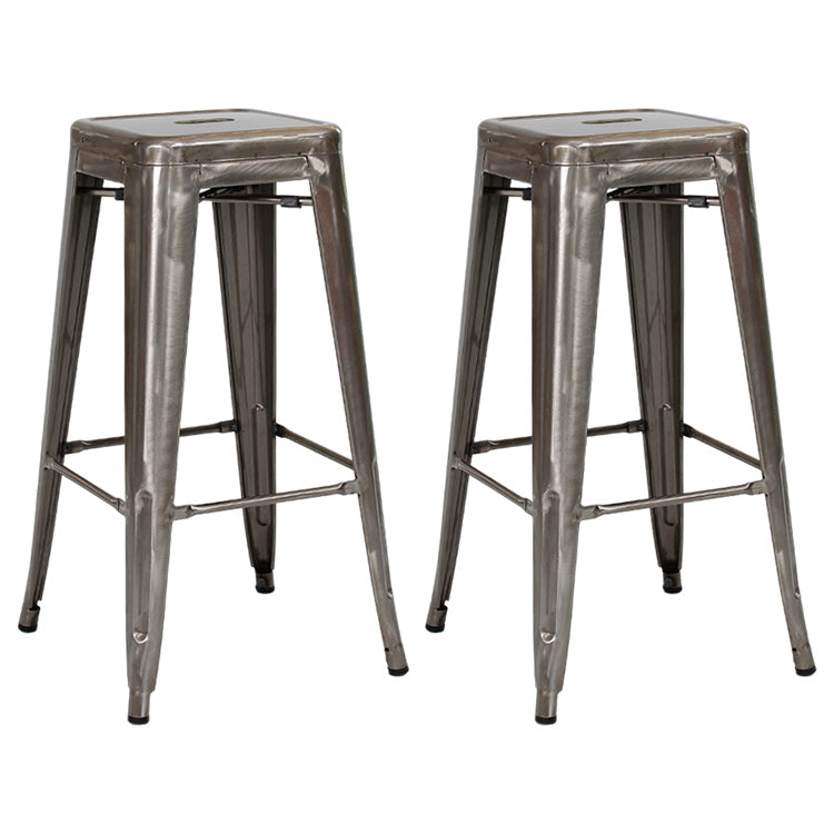 Industrial Style Bar-stool Metal Counter Bar Stool for Kitchen Silver 2 Piece Set Clearhalo 'Bar Furniture' 'Bar Stools' 'bar_stools' 'furn' 'furn_bar_stools' 'Furniture' 'Kitchen & Dining Furniture' 5240685