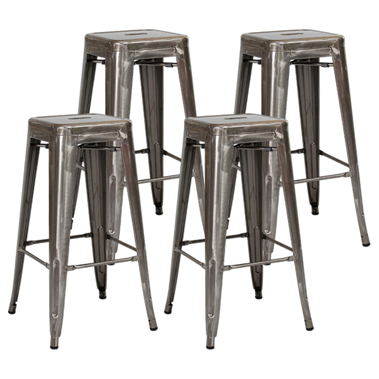 Industrial Style Bar-stool Metal Counter Bar Stool for Kitchen Silver 4 Piece Set Clearhalo 'Bar Furniture' 'Bar Stools' 'bar_stools' 'furn' 'furn_bar_stools' 'Furniture' 'Kitchen & Dining Furniture' 5240686