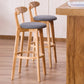 Scandinavische gestoffeerde voetsteun lage rugkruk 27.55 'Beech Bar Stool