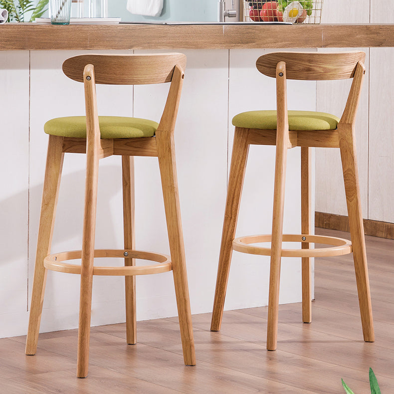 Scandinavische gestoffeerde voetsteun lage rugkruk 27.55 'Beech Bar Stool