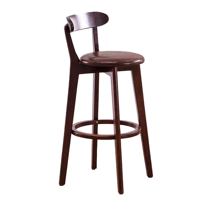 Scandinavische gestoffeerde voetsteun lage rugkruk 27.55 'Beech Bar Stool