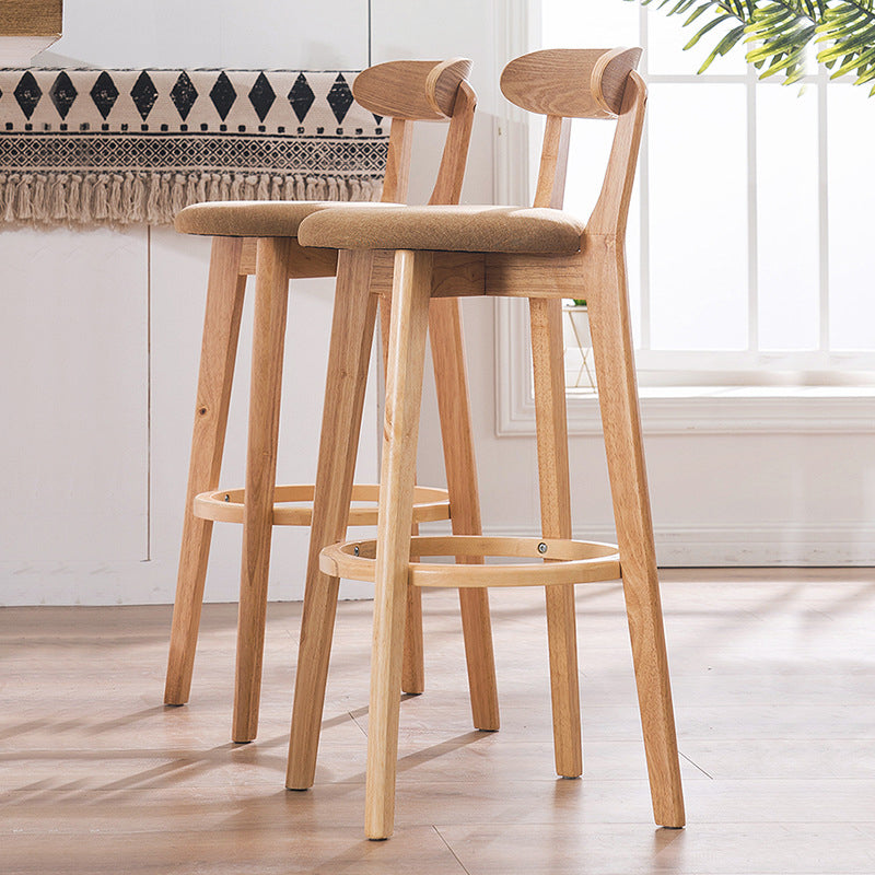 Scandinavische gestoffeerde voetsteun lage rugkruk 27.55 'Beech Bar Stool